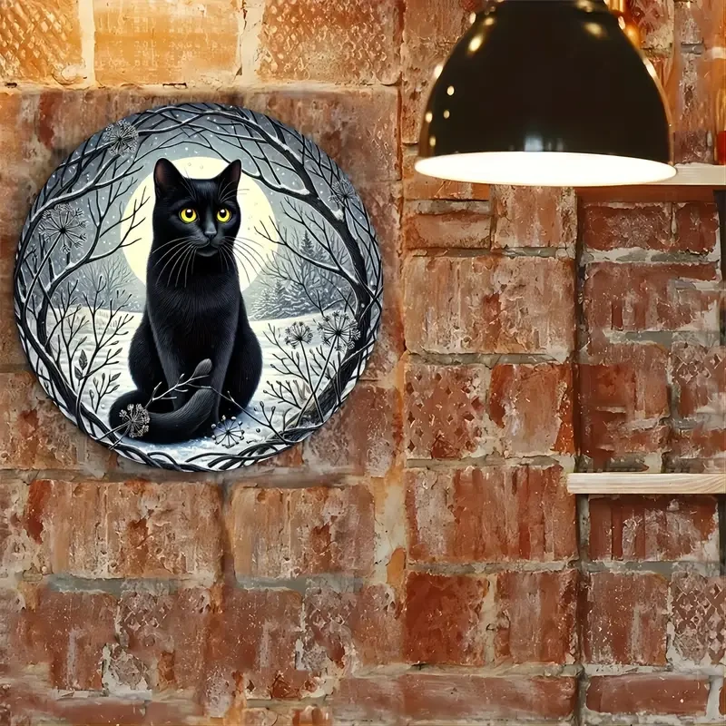 Cat Lover's Delight: 20.32x20.32cm Round Metal Sign
