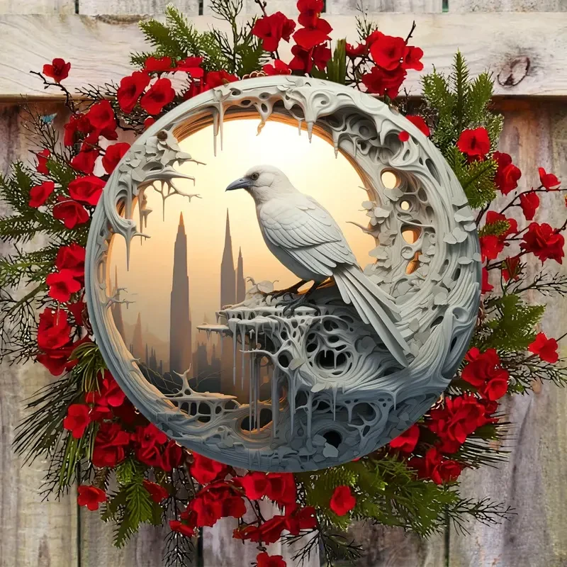Elegant White Crow Suncatcher