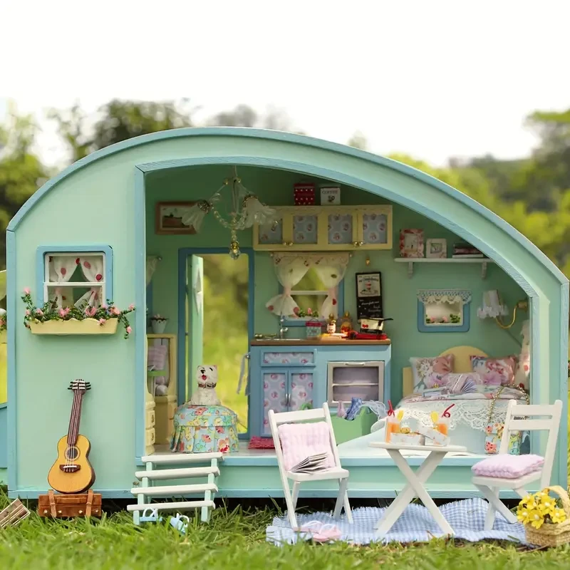 Miniature Dollhouse Wooden Craft 3D Puzzle DIY Small House Kit for Making Room Toys