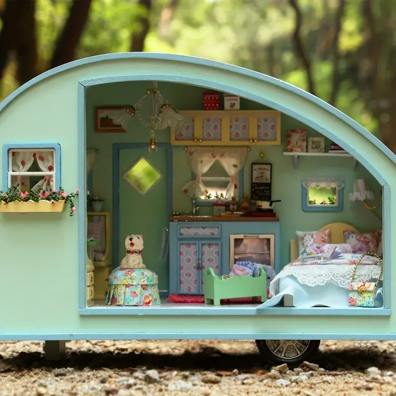 Miniature Dollhouse Wooden Craft 3D Puzzle DIY Small House Kit for Making Room Toys