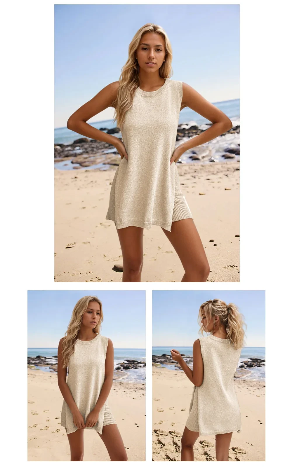 2pcs Women's Knitting Suit Summer Top And Shorts