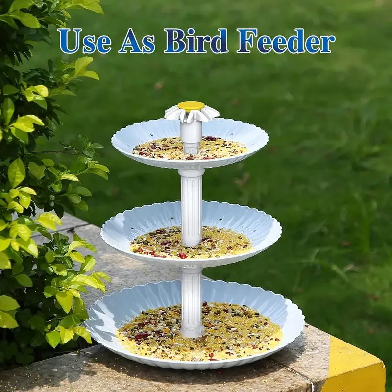 3 Tier Bird Bath with 3.5W Solar Pump - Garden Decoration and Outdoor Bird Feeder