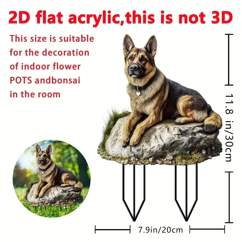 German Shepherd Garden Stake Acrylic Suncatcher