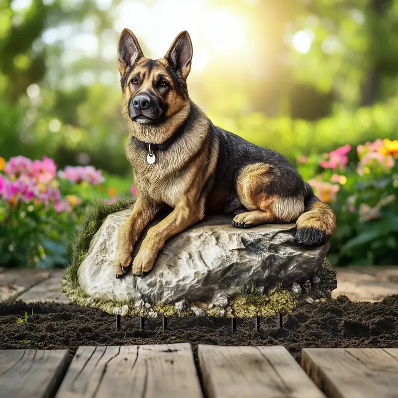 German Shepherd Garden Stake Acrylic Suncatcher