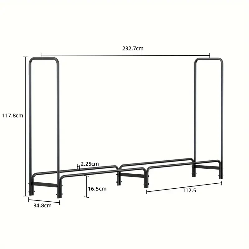 Heavy-Duty Metal Firewood Rack  Wrought Iron Log Holder for Fireplace