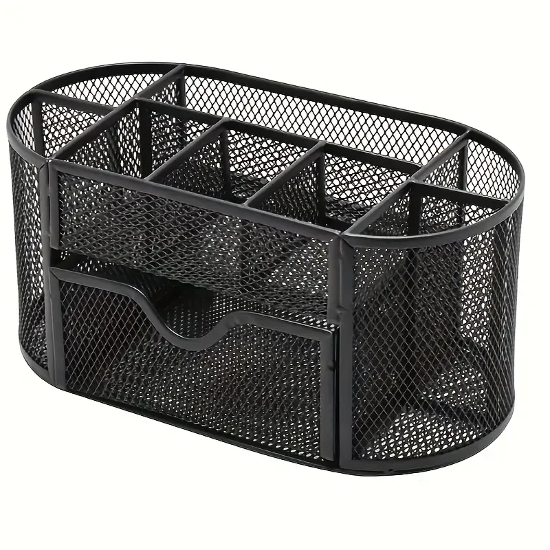 Pen Holder Mesh Desk Tidy  Desktop Stationery Organizer with Drawer