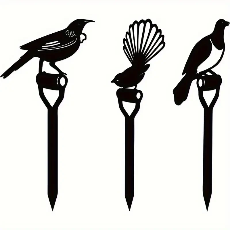 Charming 3pcs Bird Family Metal Garden Stakes  Outdoor Patio & Lawn Decor