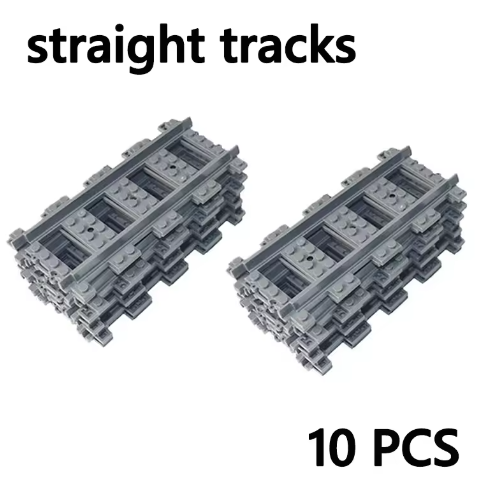 MOC Train Station Creative Toys Bricks Rail Streetview Model Railroad Crossing Set Straight Track Blocks Assembles Leduo Toys