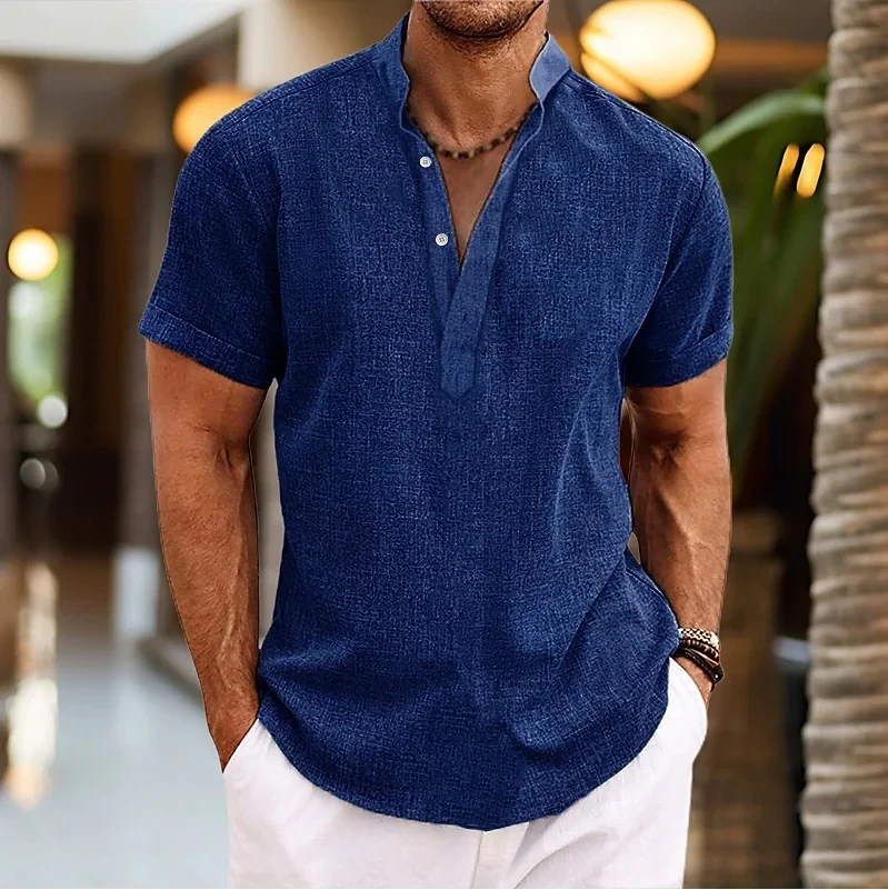 Stand Collar Short Sleeve Shirt