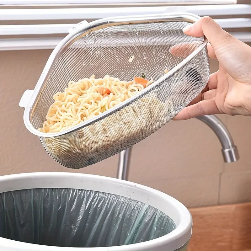 201 Stainless Steel Triangle Corner Sink Strainer Multipurpose Kitchen Mesh Basket