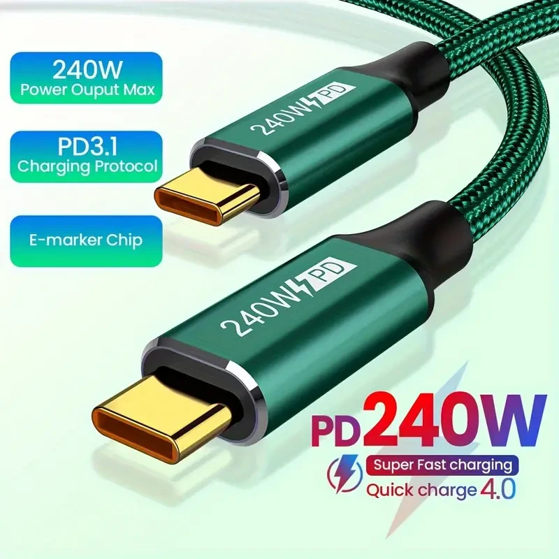 240W PD3.1 USB Type C To C Cable Fast Charging Cable