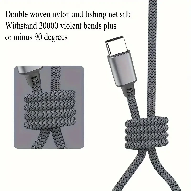 C-To-C 60W USB Cable - 6ft Fast Charge Cable for iPhone 15 Plus Pro Max, Android Phones, Laptops