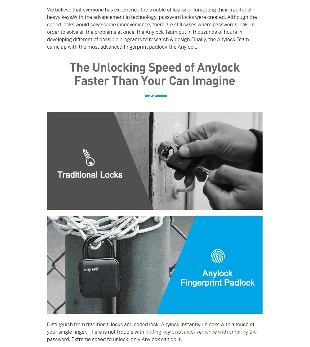 Smart Lock Waterproof L3 Fingerprint Padlock