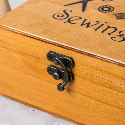 Small Wooden Box Sewing Kit