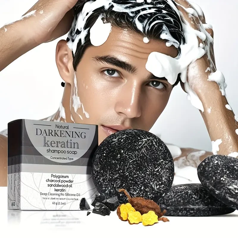 60g Darkening Shampoo Soap Bar  Enriched with Polygonum & Charcoal