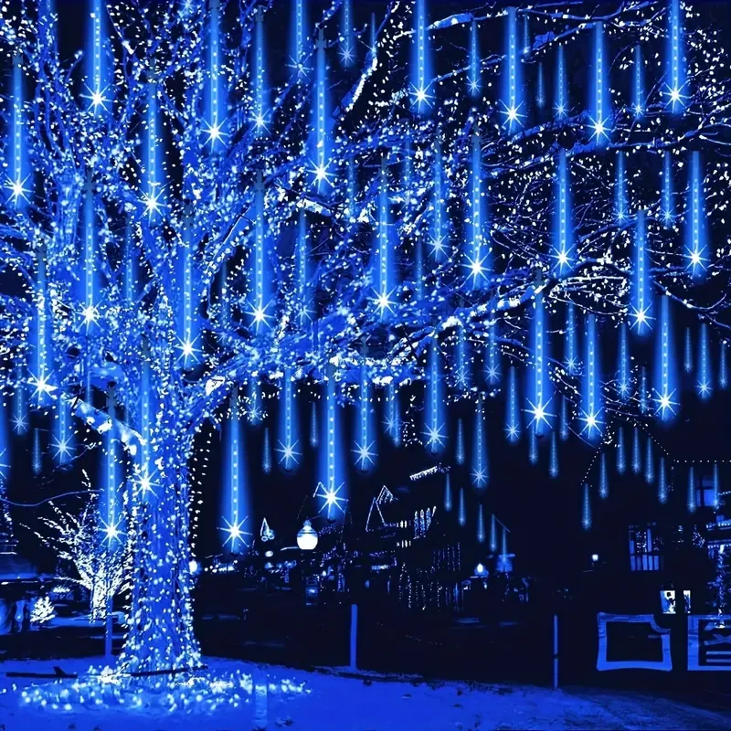 8 Strands 192 LED Solar Shooting Star Lights Waterproof & Festive