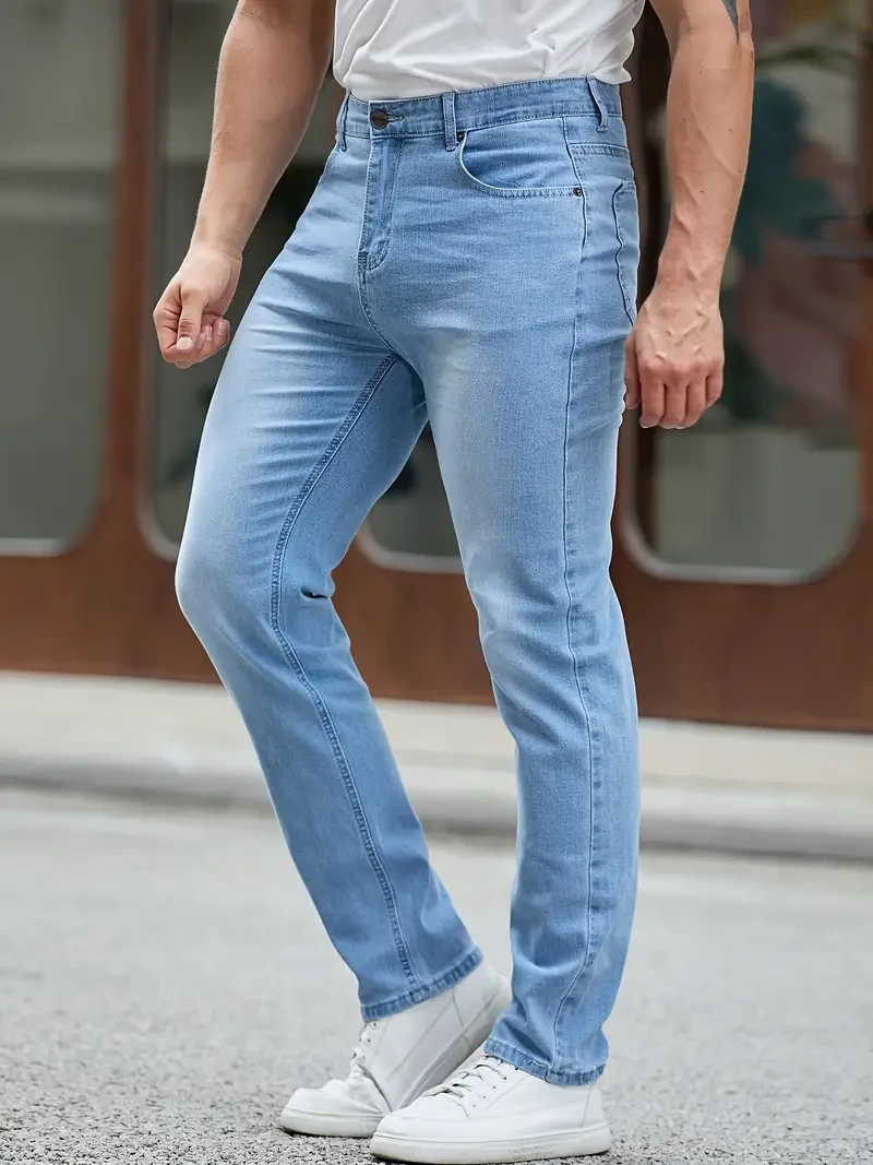 Men's Straight Leg Denim Pants - Classic and Versatile
