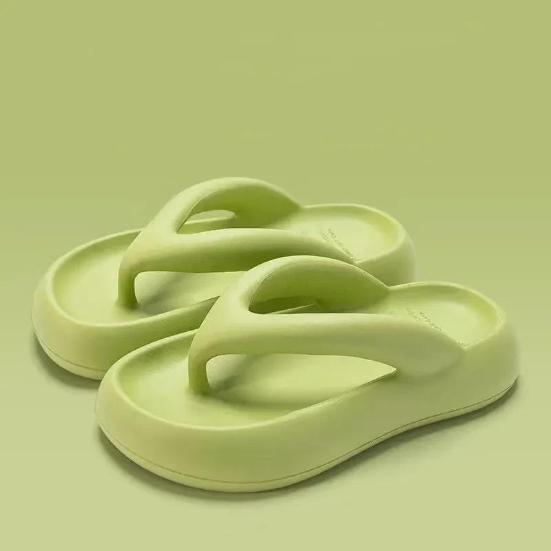 Solid Color Thick-soled Flip-flops Summer Indoor Outdoor
