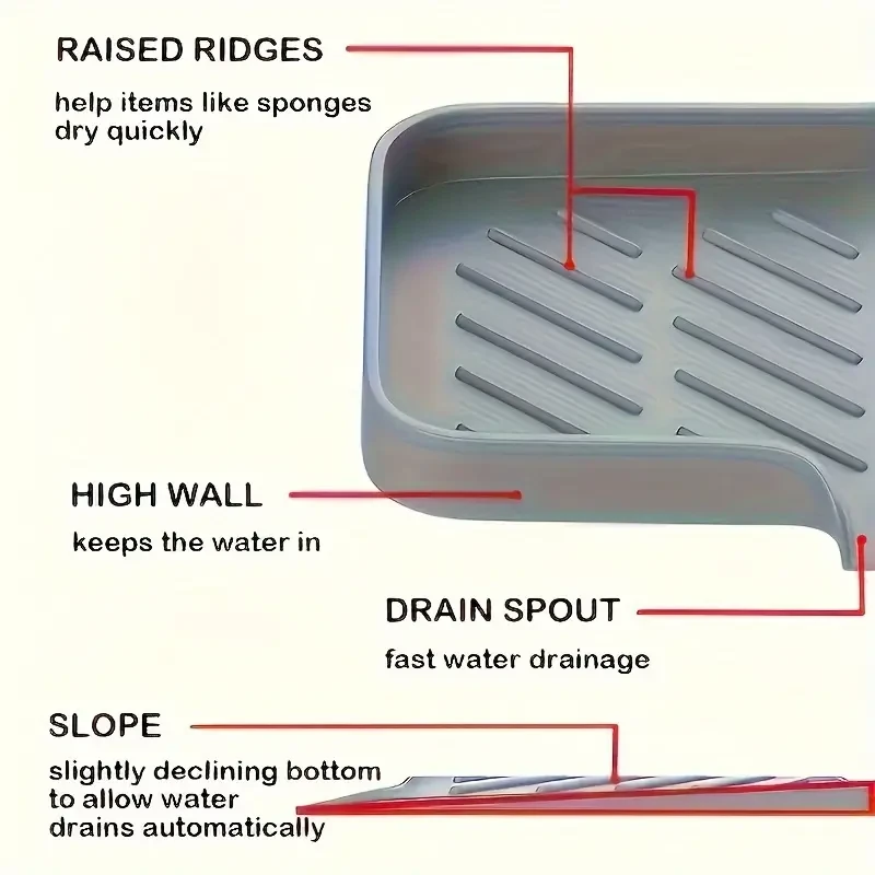 Silicone Soap Tray - Bathroom and Kitchen Sink Holder