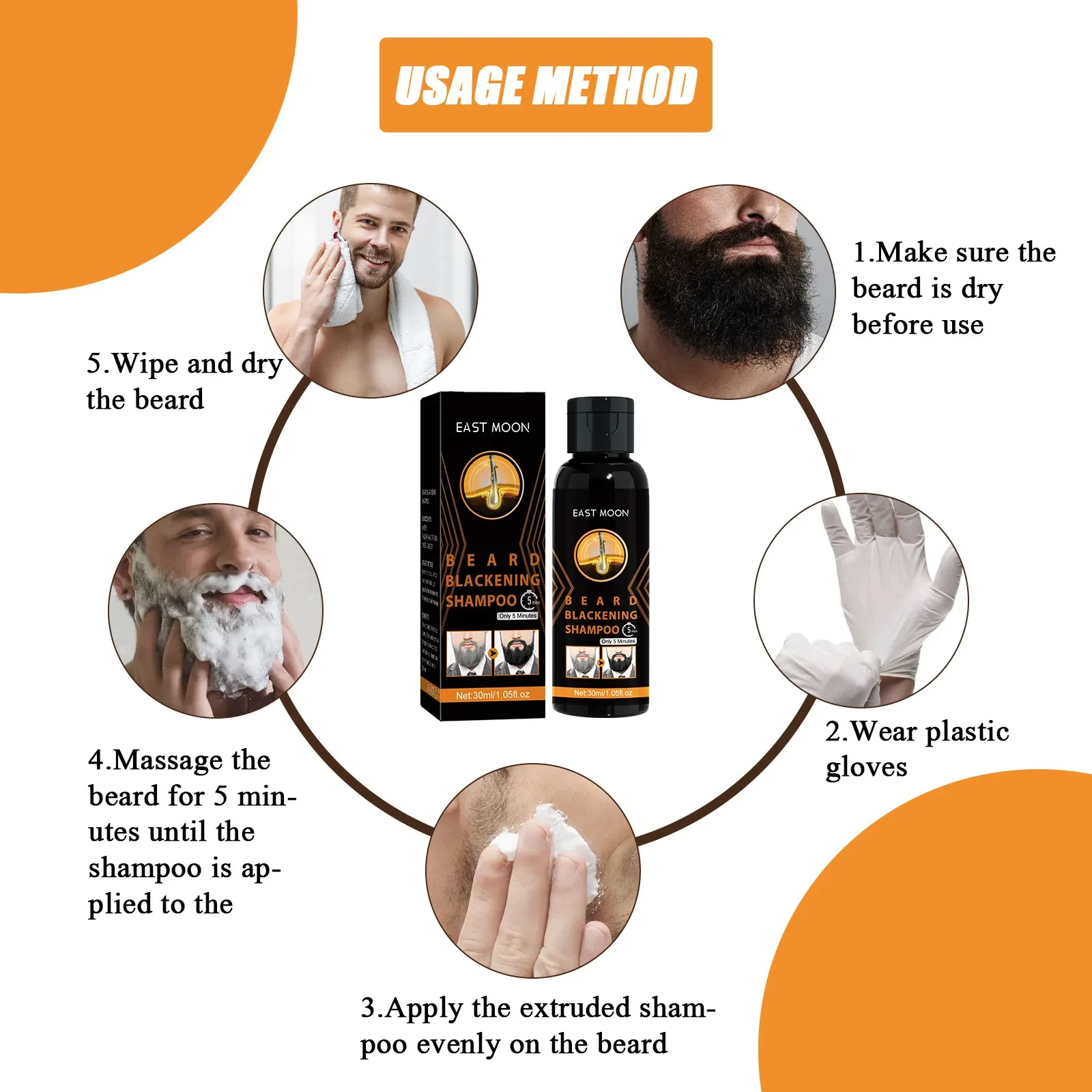 White To Black Shampoo Men's Hair Cleaning