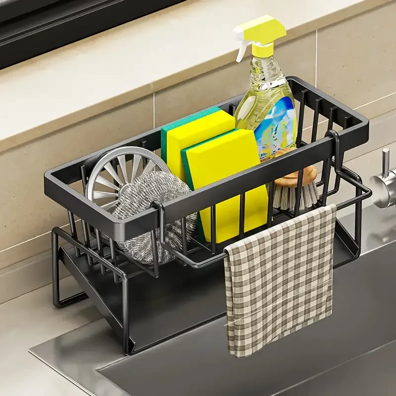Stainless Steel Kitchen Sink Organizer with Dishcloth Holder