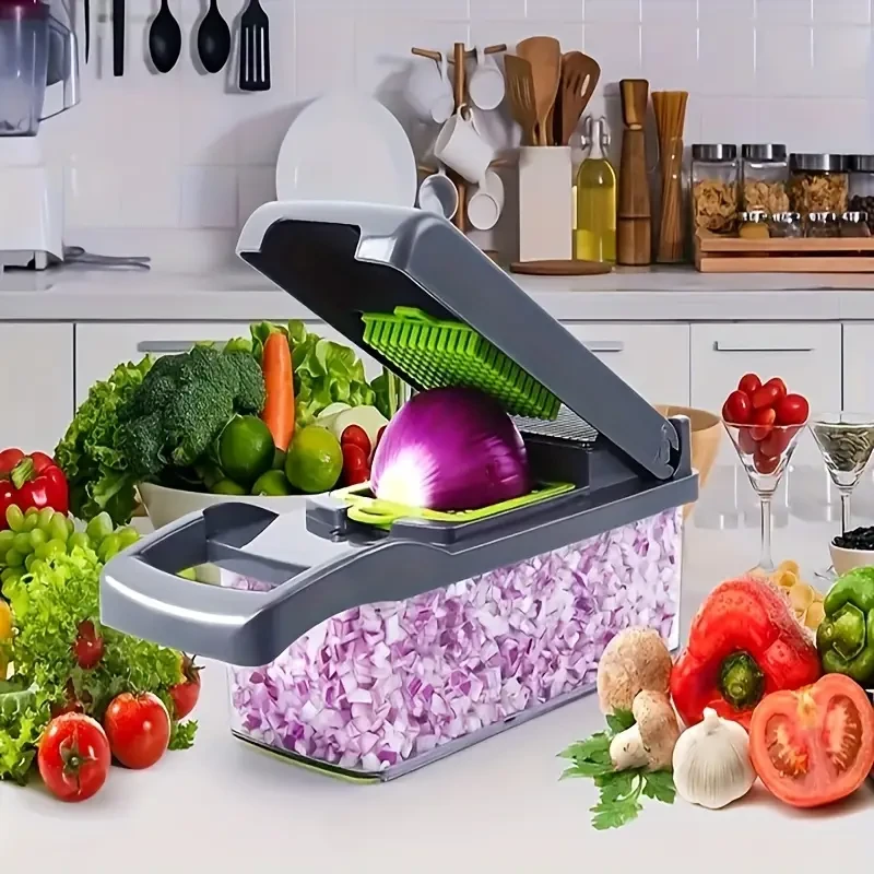 15pcs Upgraded Vegetable Chopper Set - Multifunctional Fruit Slicer and Handle Food Grater