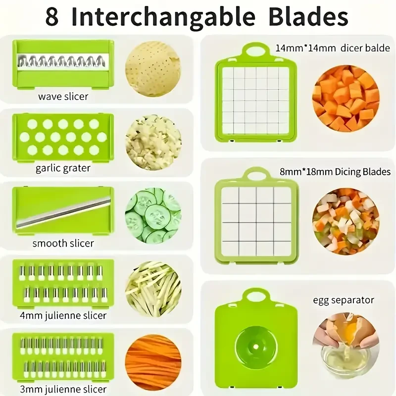 15pcs Upgraded Vegetable Chopper Set - Multifunctional Fruit Slicer and Handle Food Grater