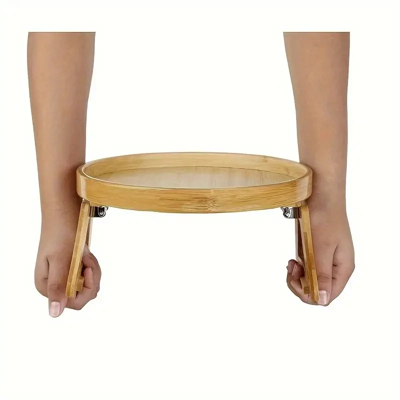 Foldable Bamboo Sofa Armrest Tray: Perfect for Instant & Stable End Table for Sofa