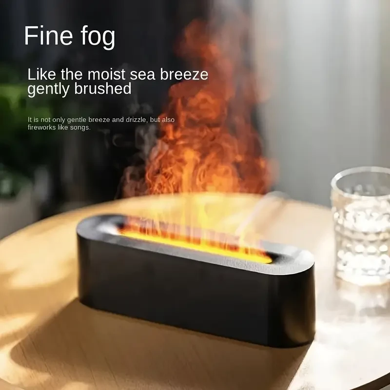 Set, Simulated Flame Humidifier With Colorful Atmosphere Light, 150ml Tank Capacity, USB Powered, 3D Fire Effect Humidifier