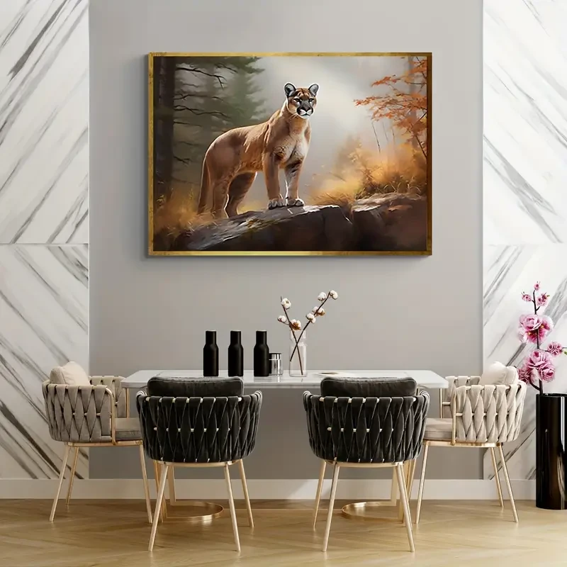 1pc Vibrant Cougar Canvas Wall Art Print