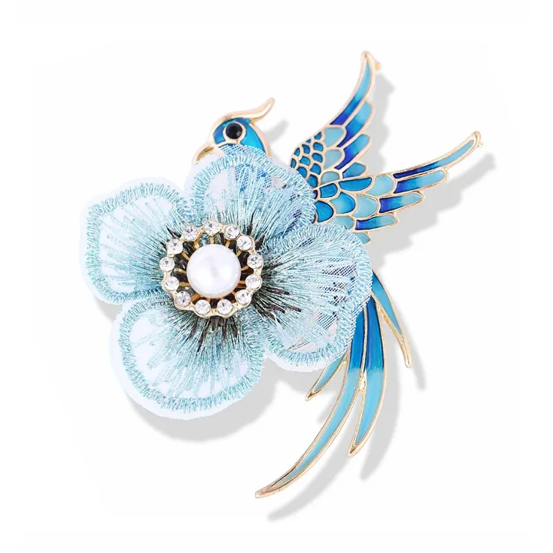 Embroidery brooch Phoenix bird pin