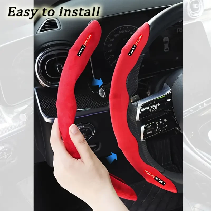 Luxurious Suede Steering Wheel Cover - Airflow Enhanced, Non-slip, Secure Grip