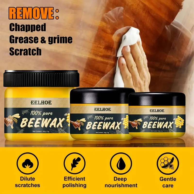 Natural Beeswax Wood Polish for Floor Care (2 Bottles)