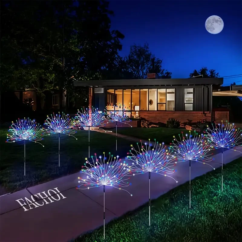 Solar Firework Lights - Adjustable 8 Lighting Modes for Yard and Festive Decor
