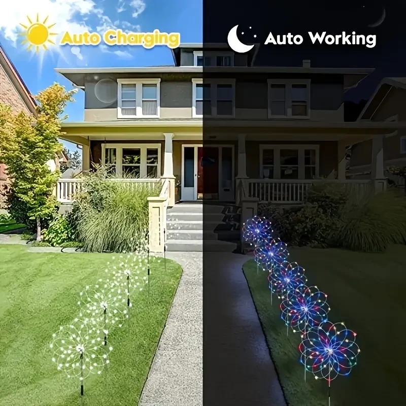 Solar Firework Lights - Adjustable 8 Lighting Modes for Yard and Festive Decor
