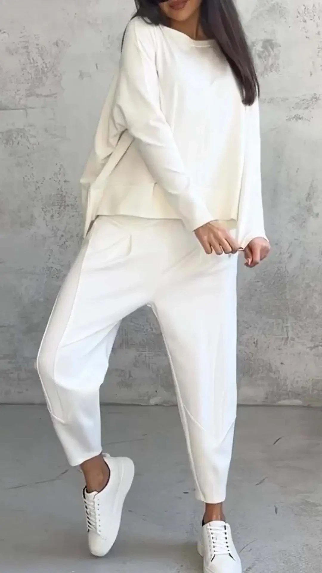 Women's Irregular Design Long-sleeved Sweater Harem Pants Suit