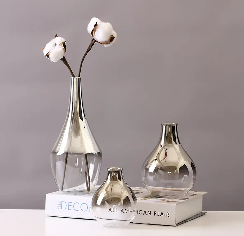 Silver Gradient Style Home Decoration Glass Vase