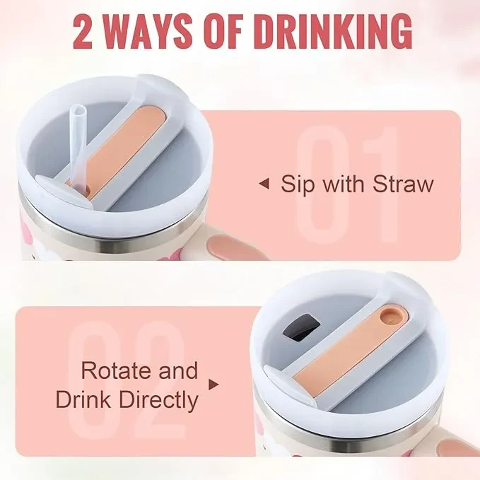 40 Oz Tumbler With Handle Straw Insulated