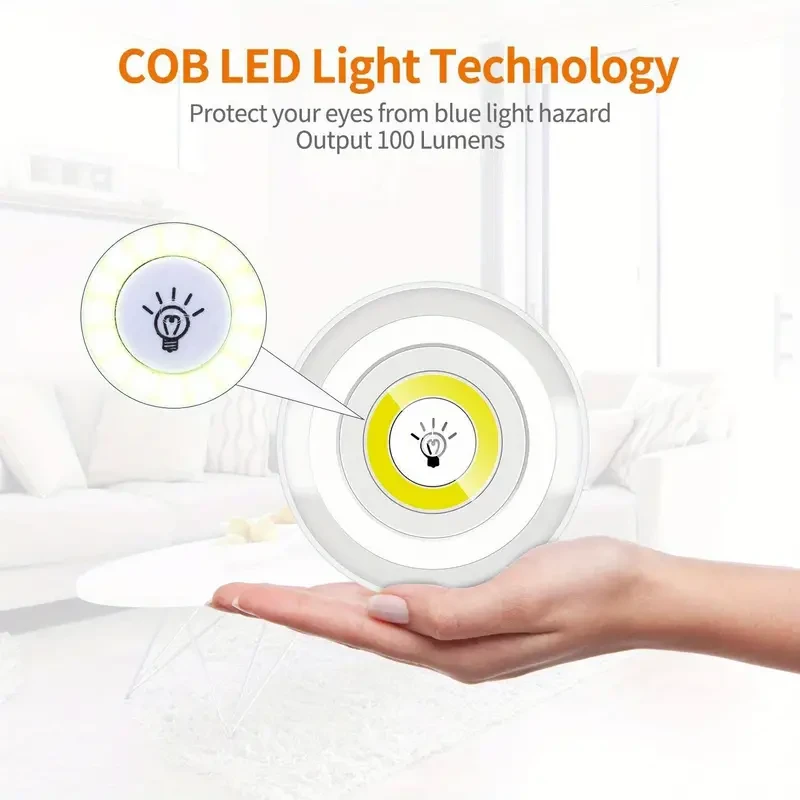 Smart Wireless LED Under-Cabinet Lights - Set of 6 with Remote Control