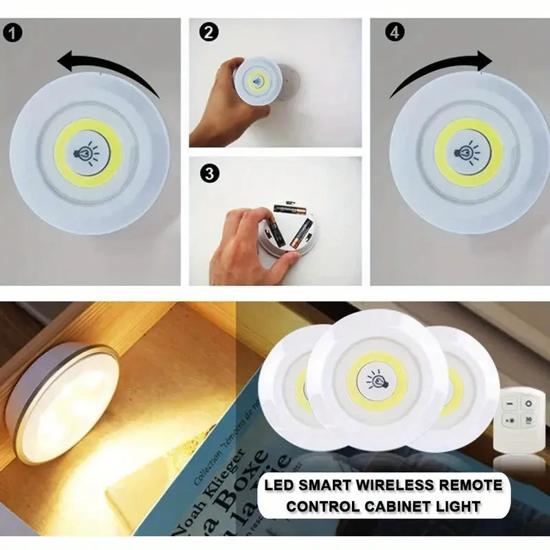 Smart Wireless LED Under-Cabinet Lights - Set of 6 with Remote Control