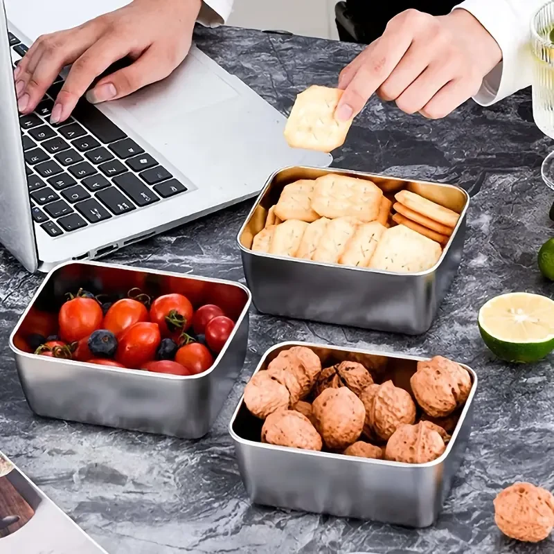 6-Piece Stainless Steel Food Storage Containers Set with Lids - Leakproof, Stackable & Reusable