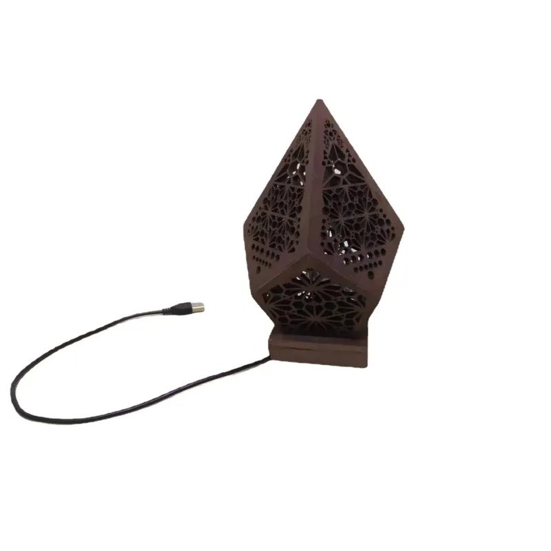 Wooden Hollow LED Projection Night Lamp