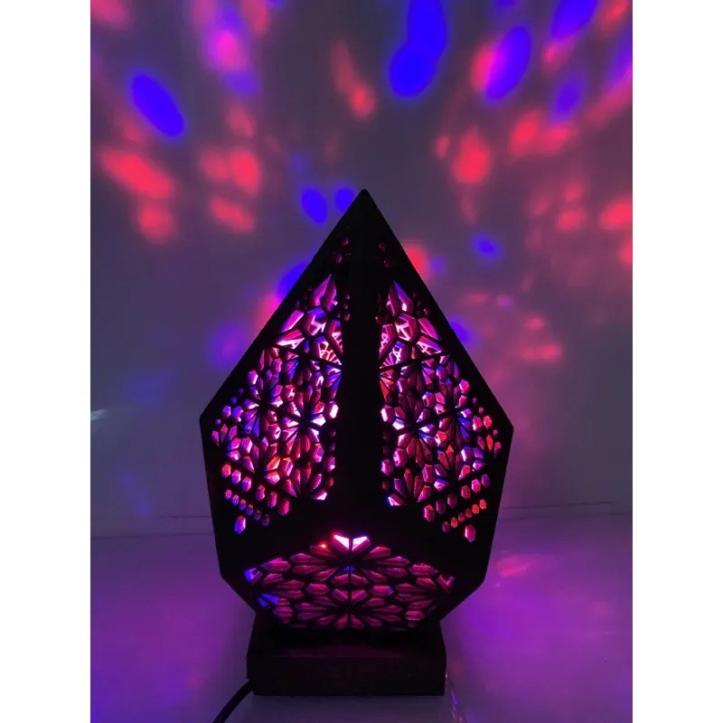 Wooden Hollow LED Projection Night Lamp