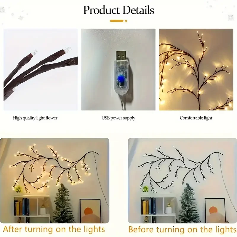 USB-Powered Willow Branch LED Wall Decor  96 Lights
