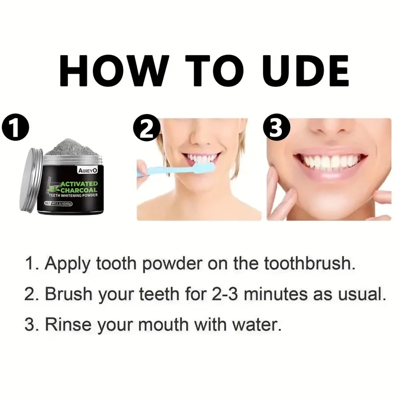 AIJIEYO Activated Charcoal Teeth Whitening Powder Mint Flavor