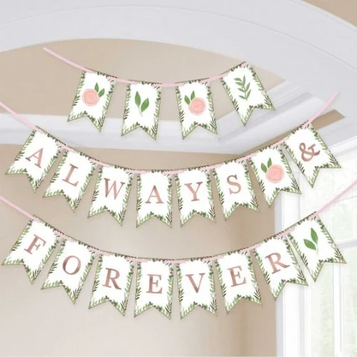 Love And Leaves Pennant Banner Always & Forever