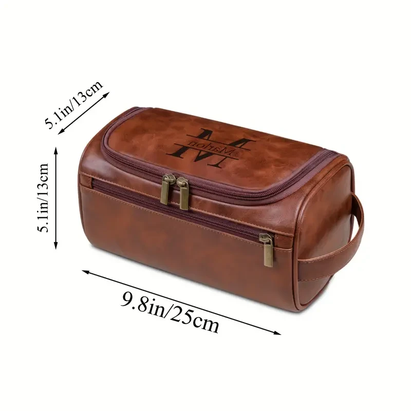Men's Custom Engraved PU Leather Toiletry Bag