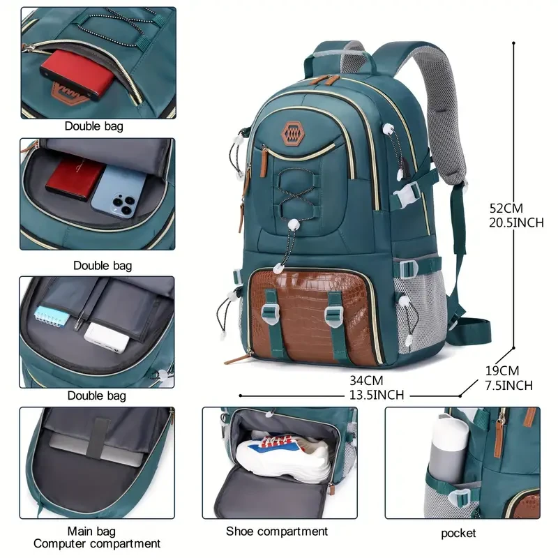 Large Capacity Travel Backpack - Spacious Laptop Bag with Shoe Storage