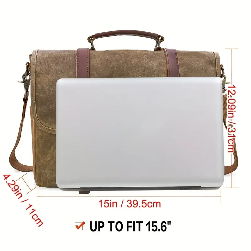Genuine Cowhide Leather Messenger Bag - Waterproof, Large Capacity, Computer Laptop Briefcase with Shoulder Strap for Men