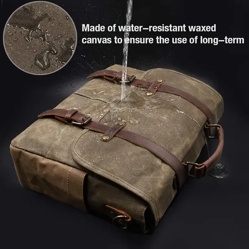 Genuine Cowhide Leather Messenger Bag - Waterproof, Large Capacity, Computer Laptop Briefcase with Shoulder Strap for Men